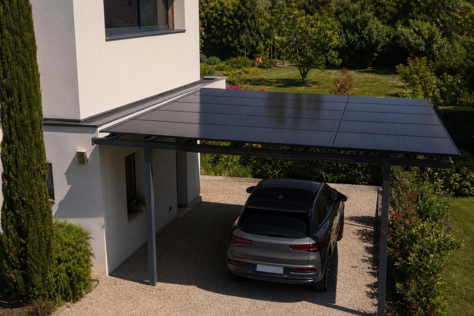 Carport solaire résidentiel deux places (illustration)
