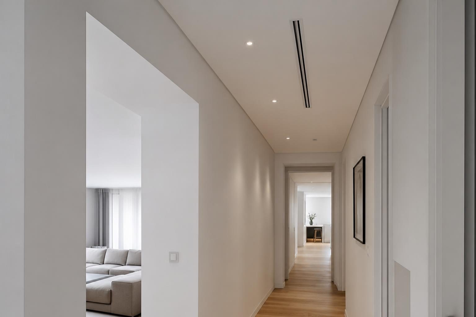 Grille de soufflage de climatisation gainable en faux plafond (illustration)
