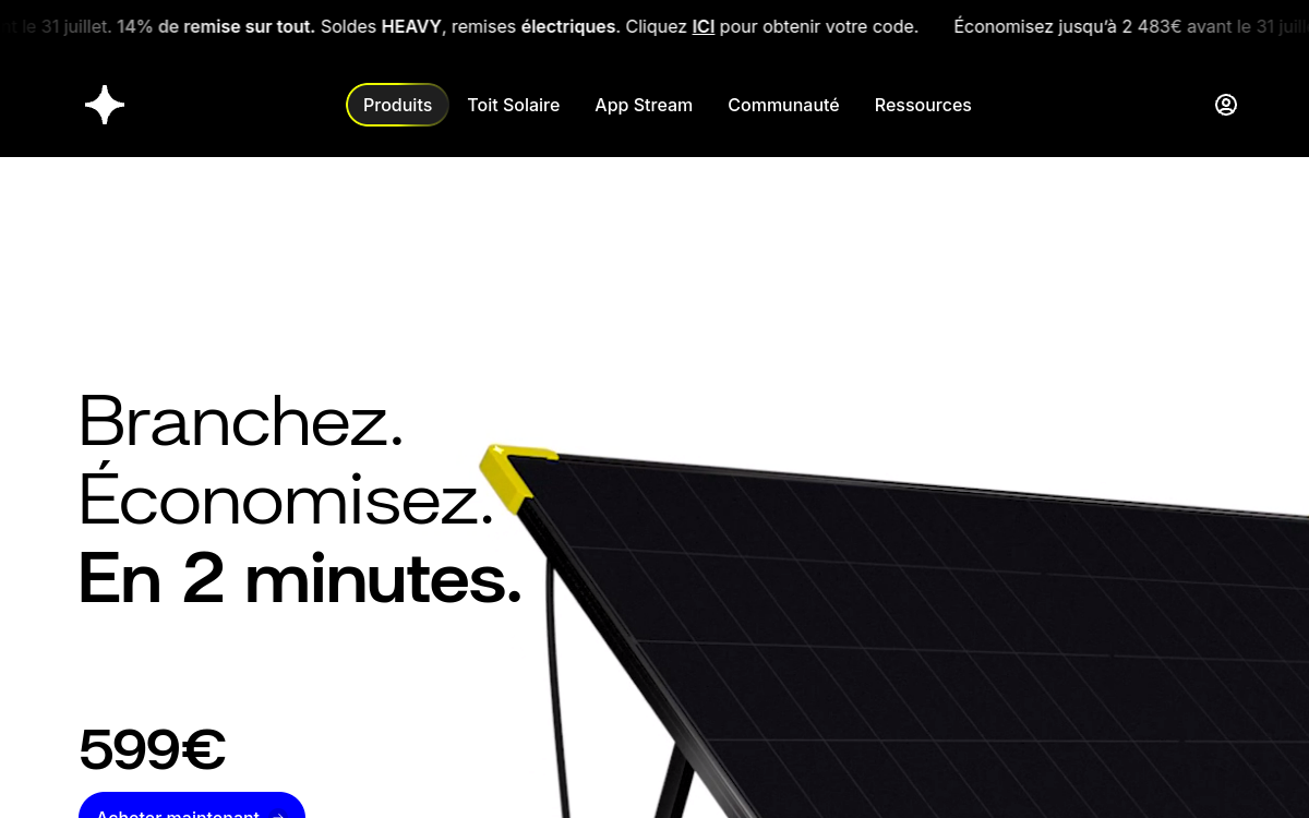 Capture de la fiche produit Sunology PLAY au 9 juillet 2026