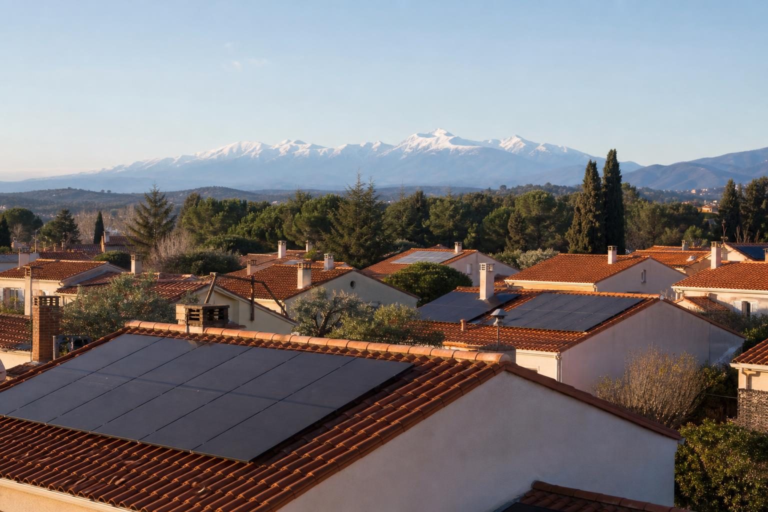 Panneaux solaires sur les toits perpignanais (illustration)